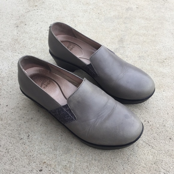 Dansko Jessica Gray Nappa Leather Professional Heel Loafer Clogs - Picture 5 of 11